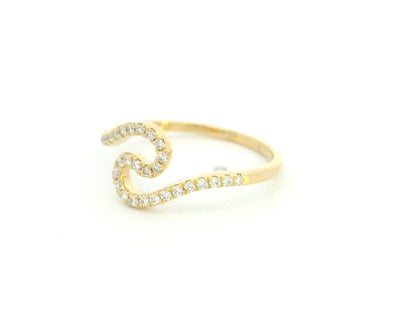 Diamond swirl open ring in 18K yellow gold