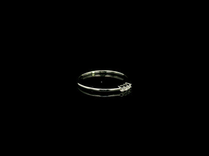 18K white gold minimalist three diamond ring with slim polished band
