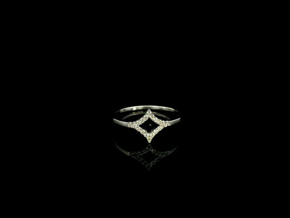18K white gold geometric diamond open ring with pavé diamonds