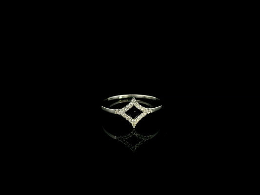 18K white gold geometric diamond open ring with pavé diamonds