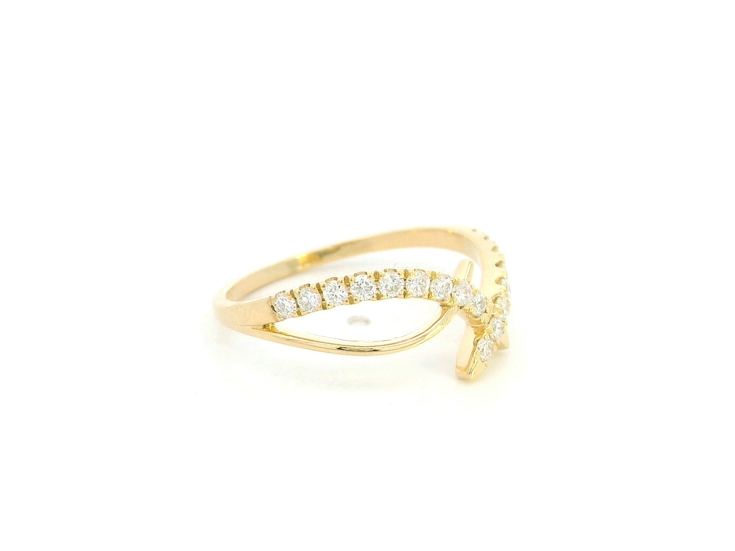 Diamond criss cross ring in 18K yellow gold by Emirates Diamonds