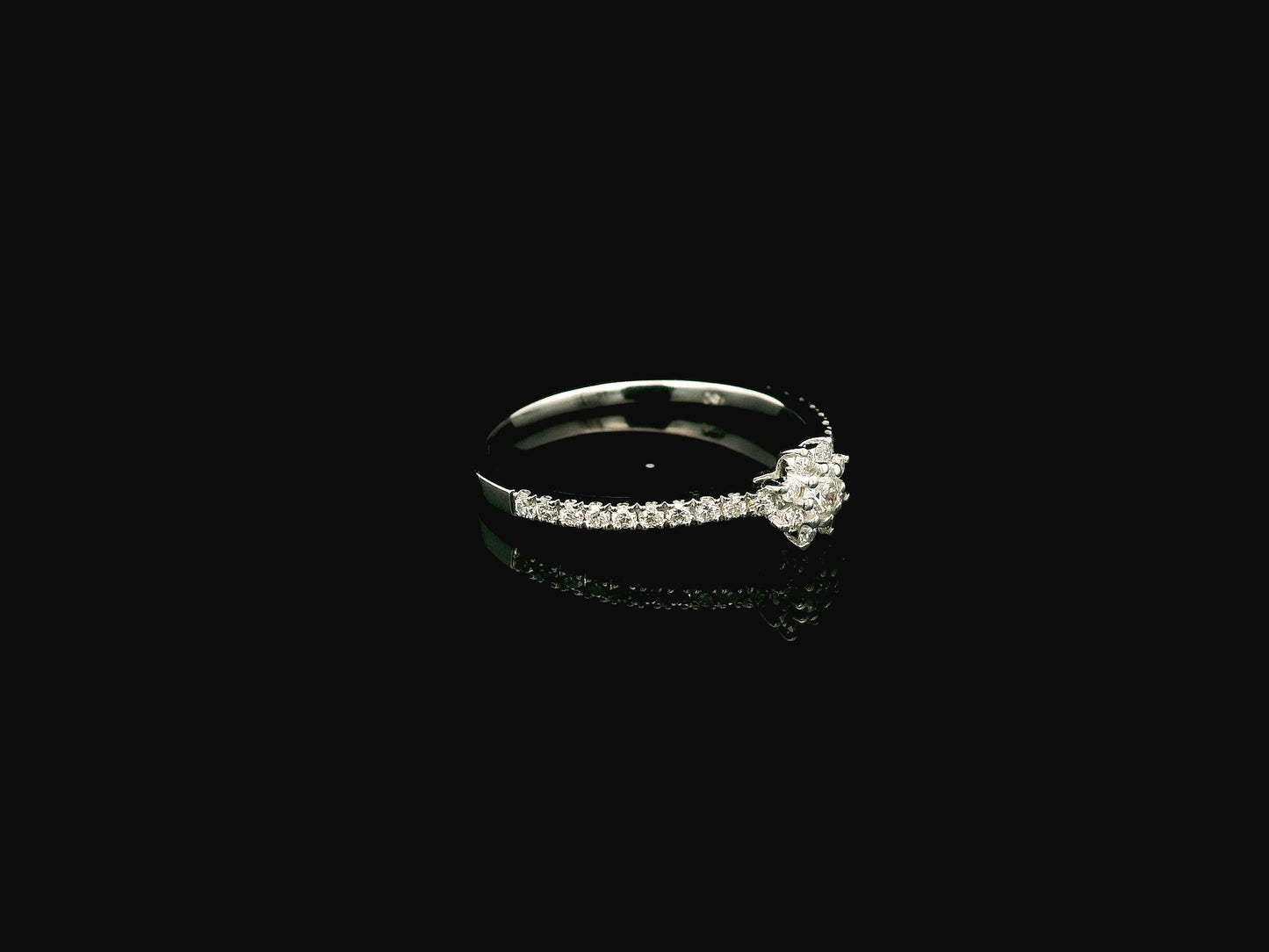 Floral Diamond Ring in 18K White Gold