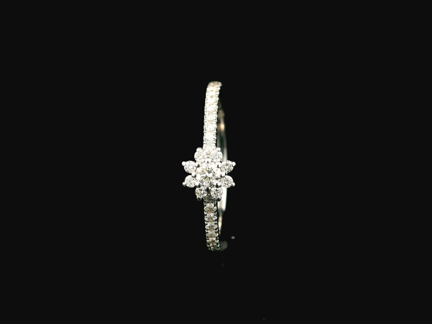 Floral Diamond Ring in 18K White Gold