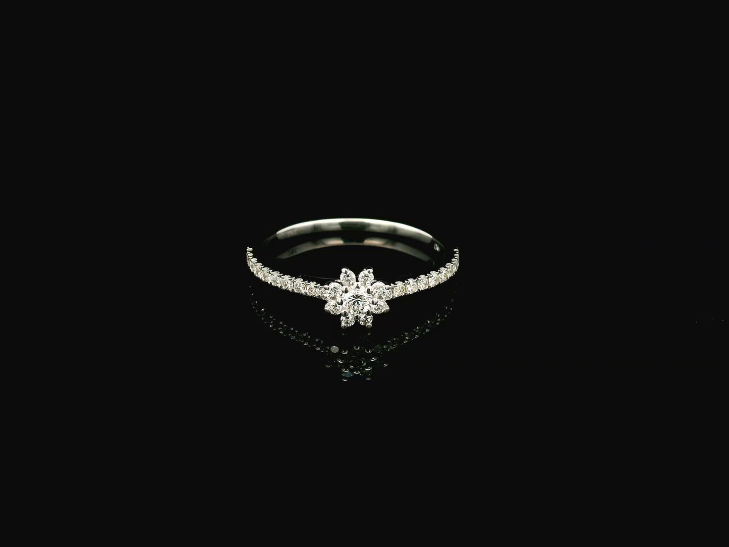 Floral Diamond Ring in 18K White Gold