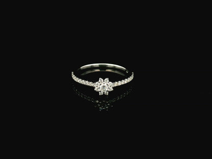 Floral Diamond Ring in 18K White Gold