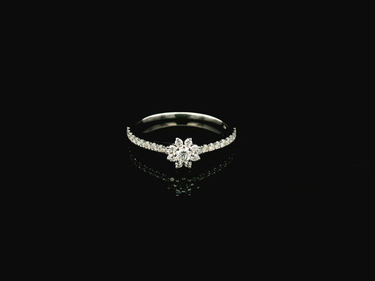 Floral Diamond Ring in 18K White Gold