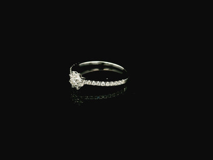Floral Diamond Ring in 18K White Gold