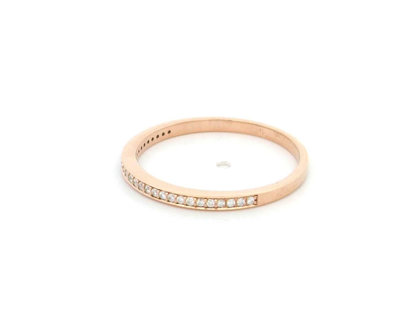 Slim band diamond ring in 18K rose gold with pavé natural diamonds
