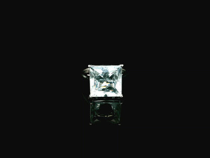 7.76 carat square aquamarine cocktail ring in 18K white gold