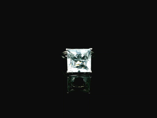 7.76 carat square aquamarine cocktail ring in 18K white gold