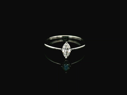 Marquise Diamond Solitaire Ring in 18K White Gold