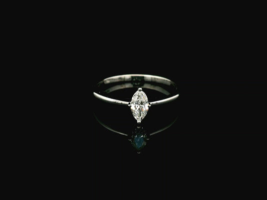 Marquise Diamond Solitaire Ring in 18K White Gold