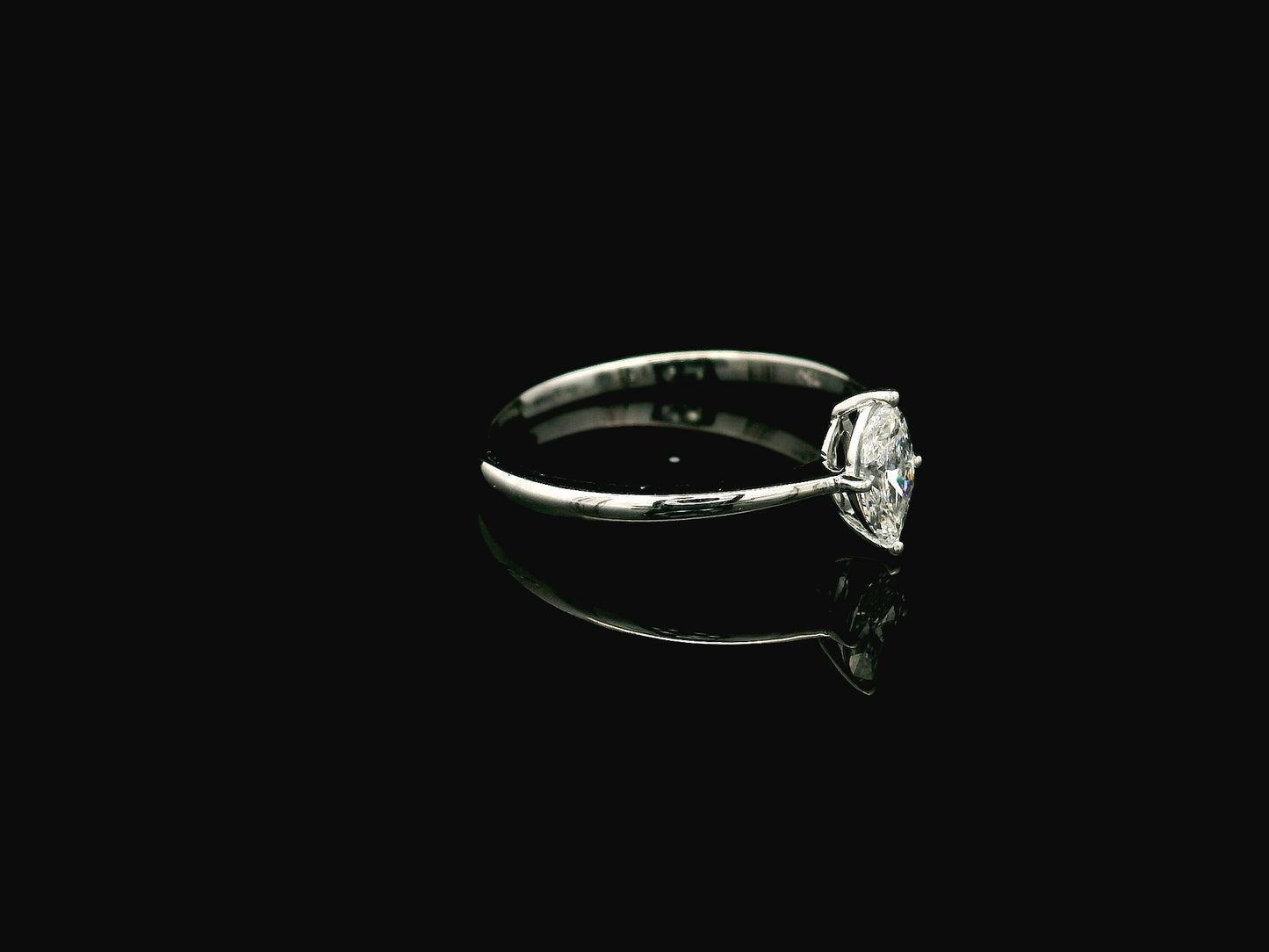 Marquise Diamond Solitaire Ring in 18K White Gold