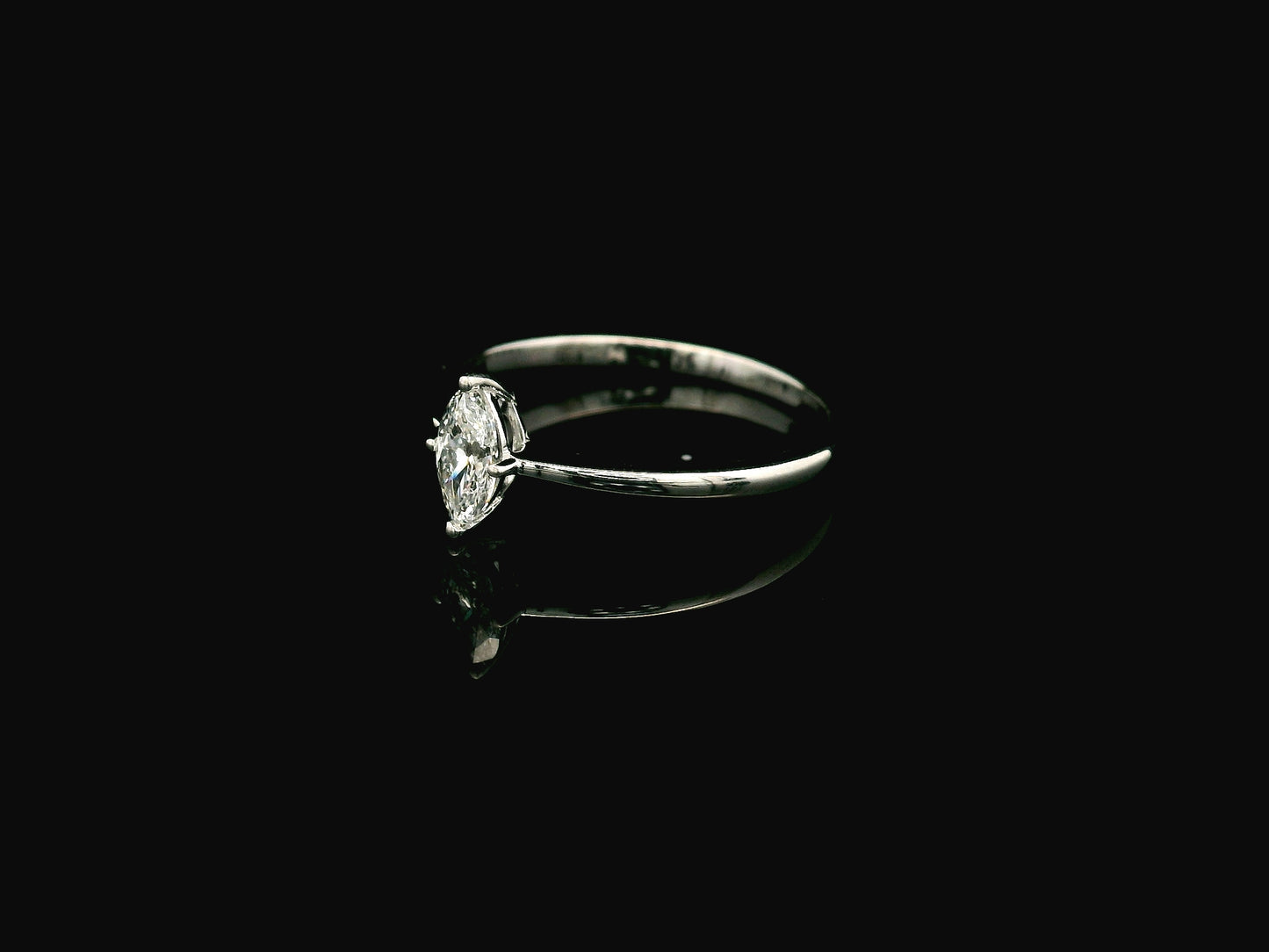 Marquise Diamond Solitaire Ring in 18K White Gold