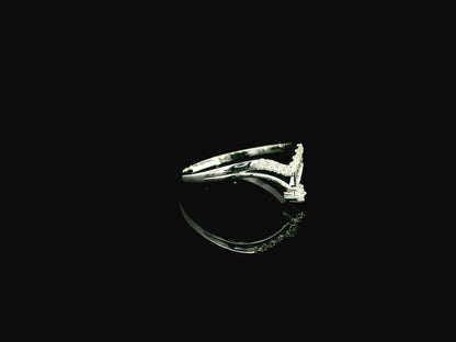 18K white gold diamond contour band ring with pavé diamonds in minimalist curved stacking design