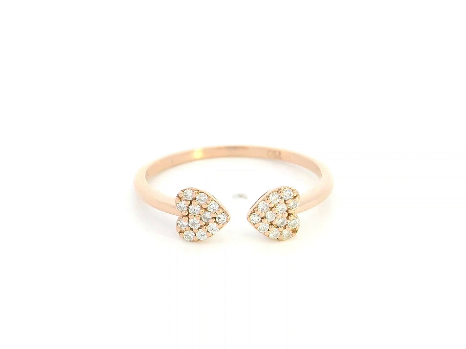 Diamond open heart ring in 18K rose gold by Emirates Diamonds