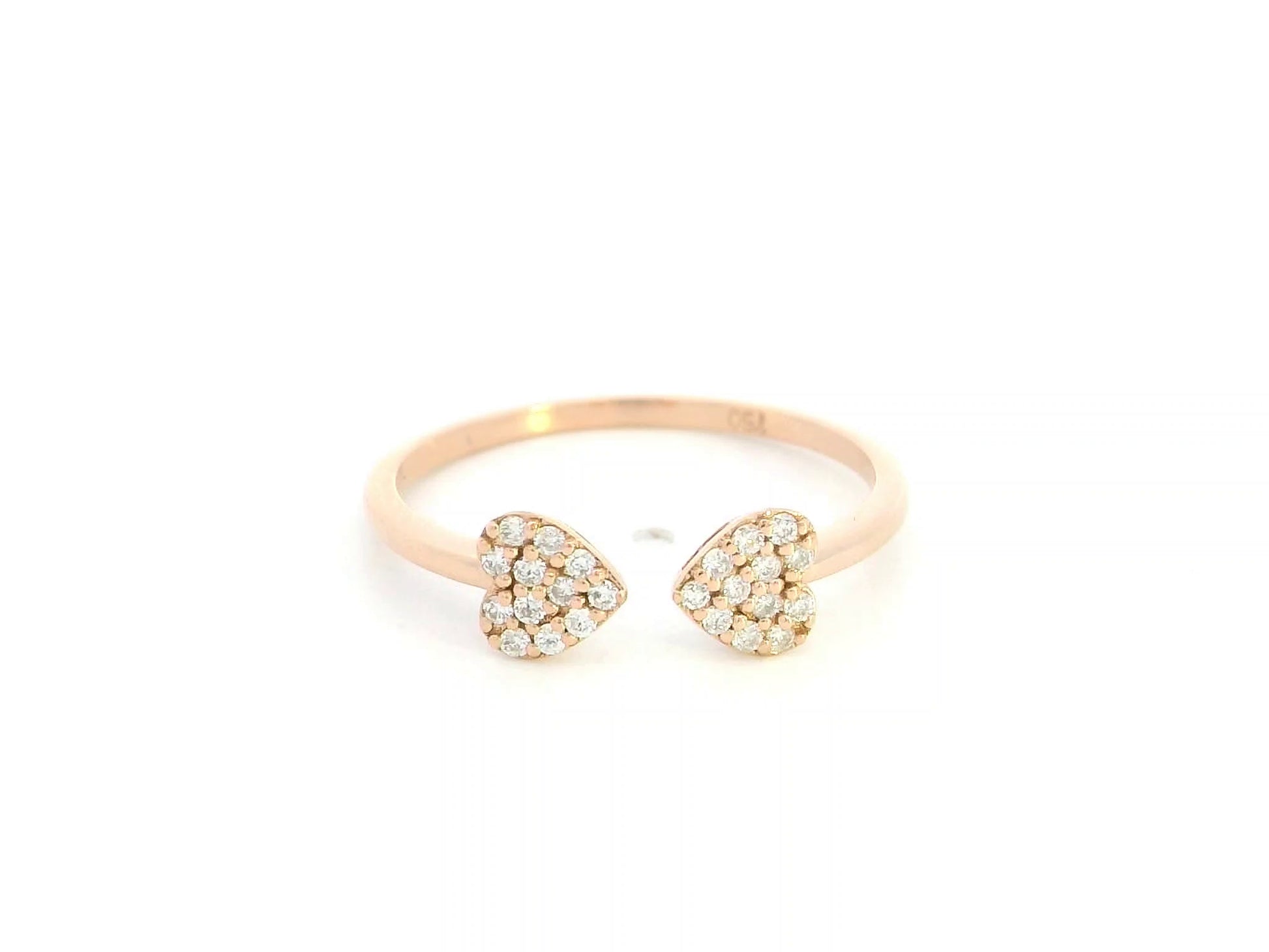 Diamond open heart ring in 18K rose gold by Emirates Diamonds