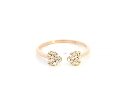 Diamond open heart ring in 18K rose gold by Emirates Diamonds