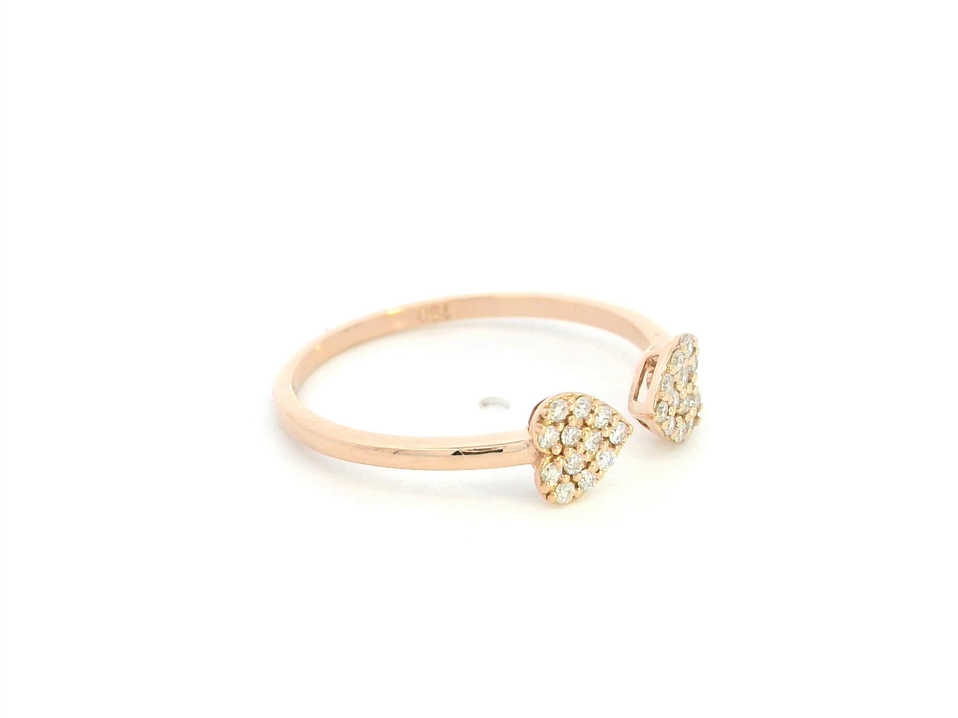 Diamond open heart ring in 18K rose gold by Emirates Diamonds
