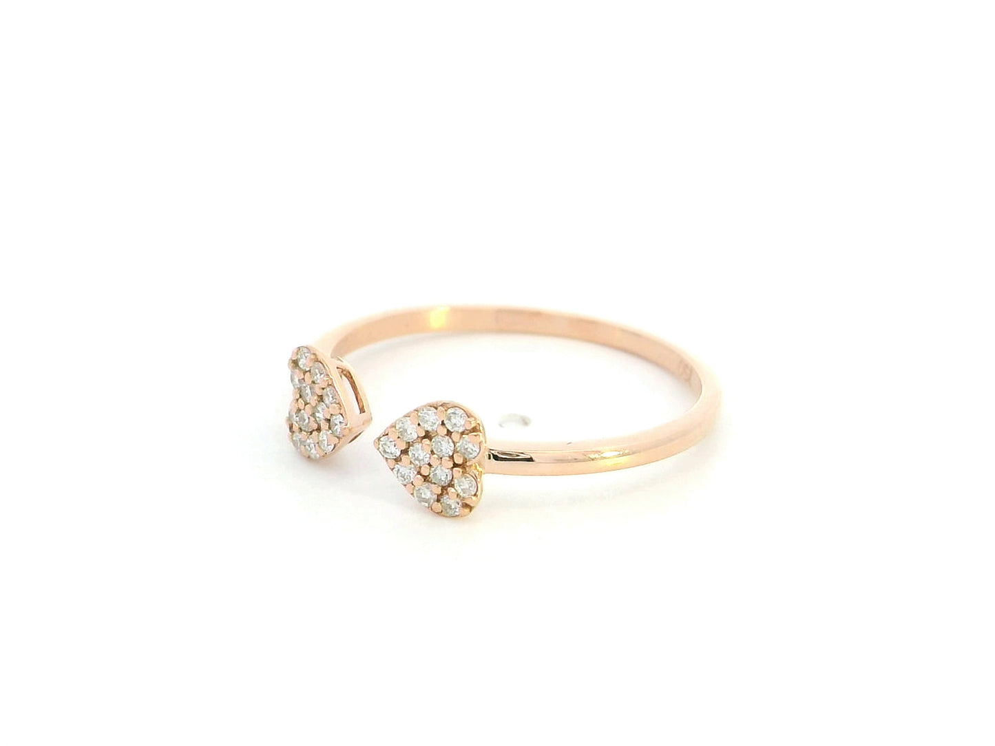 Diamond open heart ring in 18K rose gold by Emirates Diamonds