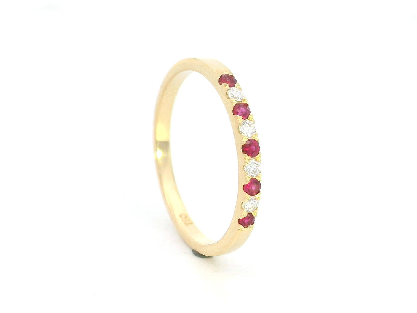 Ruby & Diamond Band Ring in 18K Yellow Gold