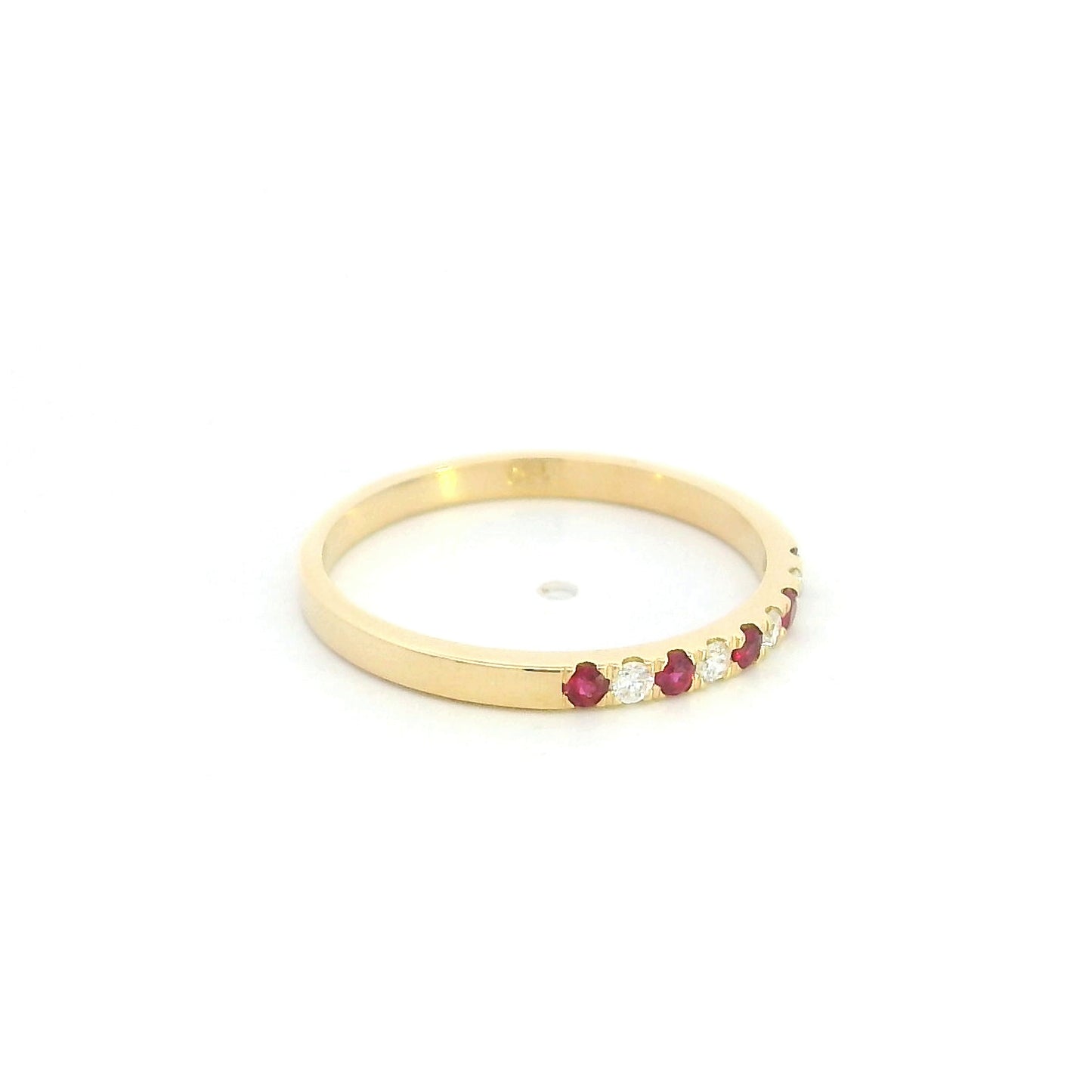 Ruby & Diamond Band Ring in 18K Yellow Gold