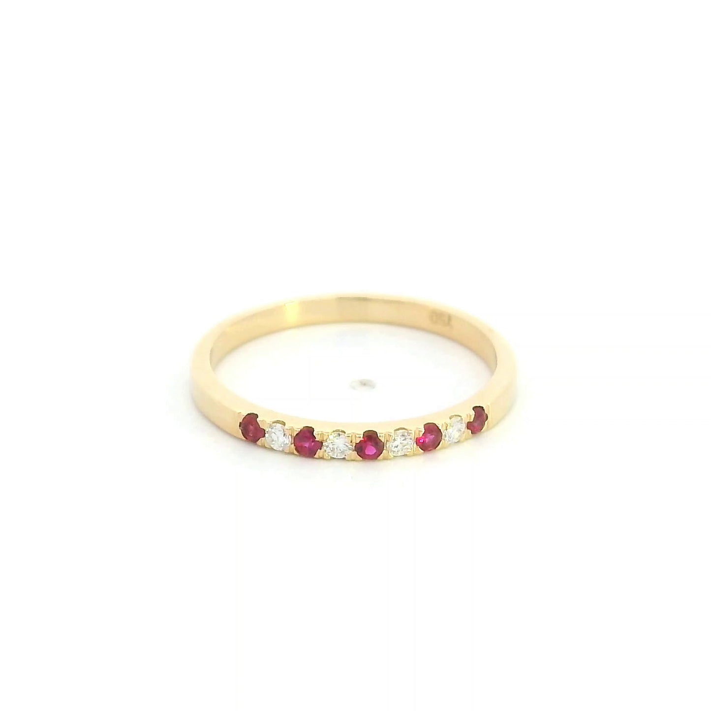 Ruby & Diamond Band Ring in 18K Yellow Gold