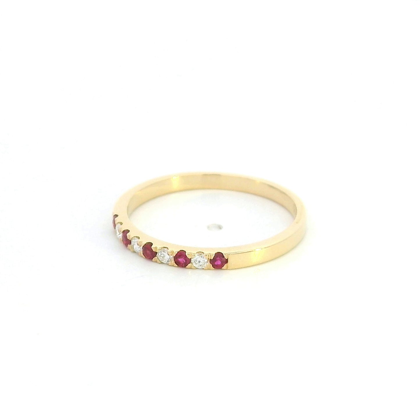 Ruby & Diamond Band Ring in 18K Yellow Gold