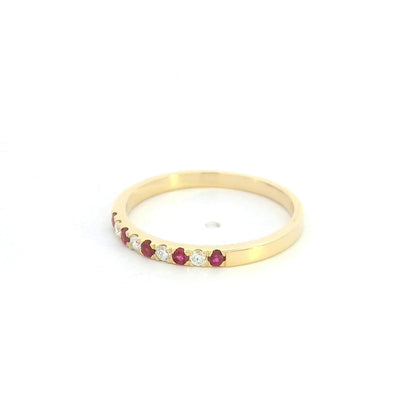 Ruby & Diamond Band Ring in 18K Yellow Gold