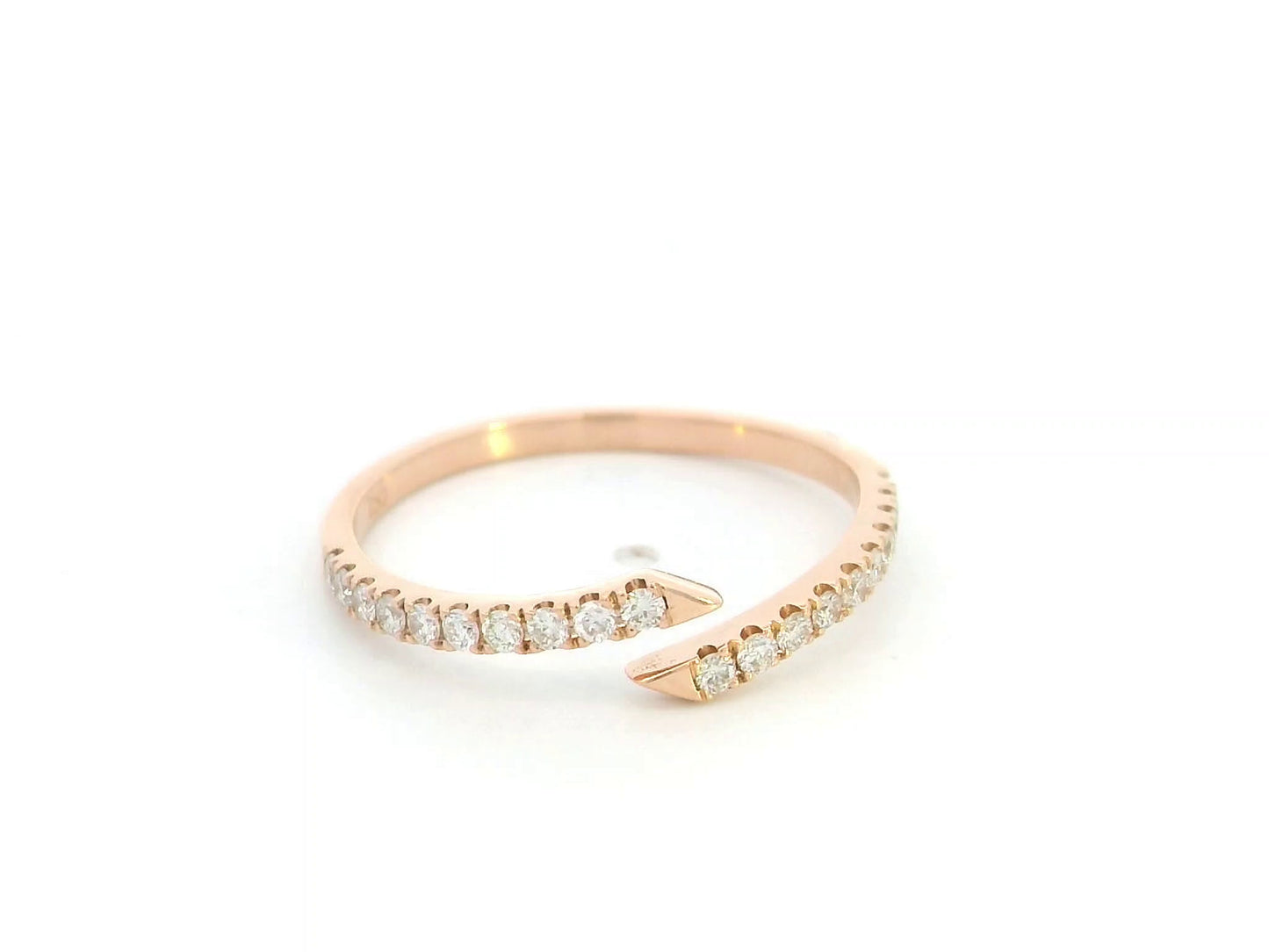 18K rose gold diamond open wrap ring with minimalist pavé diamond design