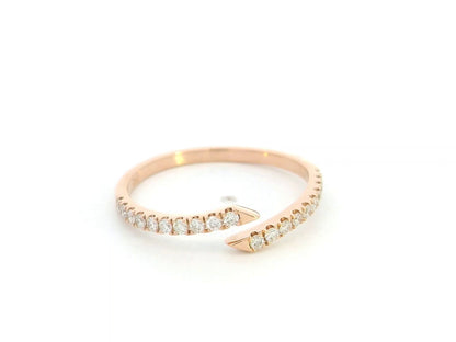 18K rose gold diamond open wrap ring with minimalist pavé diamond design