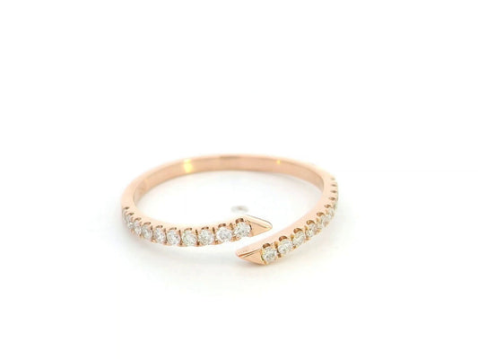 18K rose gold diamond open wrap ring with minimalist pavé diamond design