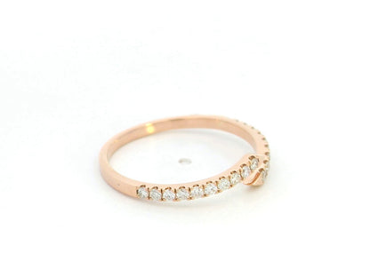 18K rose gold diamond open wrap ring with minimalist pavé diamond design