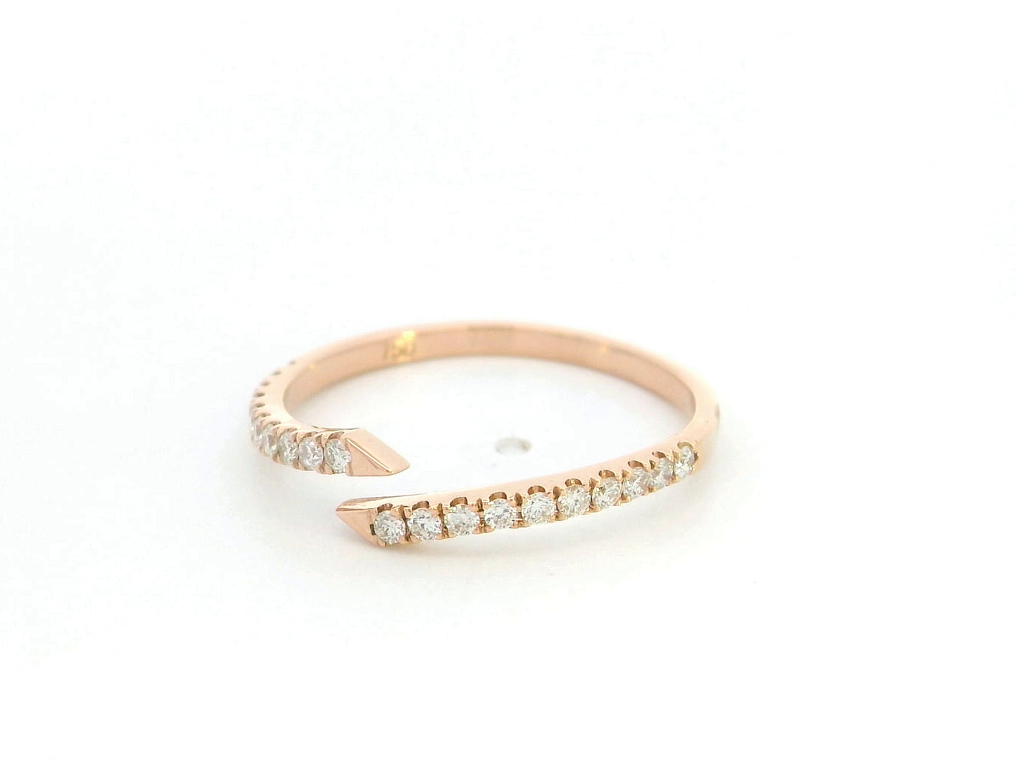 18K rose gold diamond open wrap ring with minimalist pavé diamond design