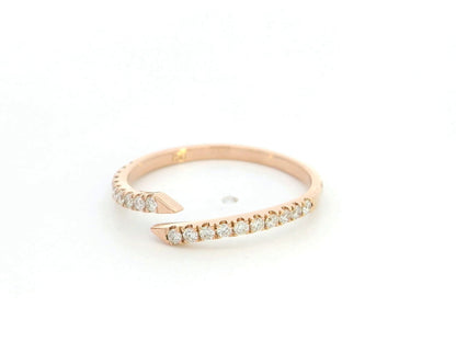 18K rose gold diamond open wrap ring with minimalist pavé diamond design