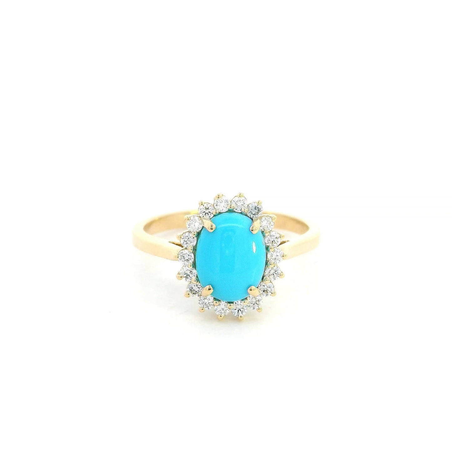 Turquoise & Diamond Halo Ring in 18K Gold | Emirates Diamonds