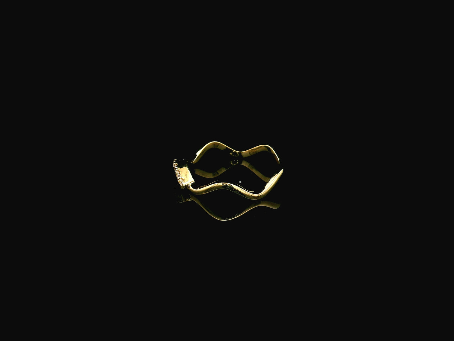 Diamond Contour Band Ring in 18K Yellow Gold with Curved Wave Design by Emirates Diamonds
