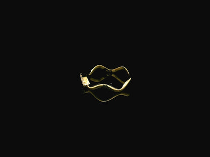 Diamond Contour Band Ring in 18K Yellow Gold with Curved Wave Design by Emirates Diamonds