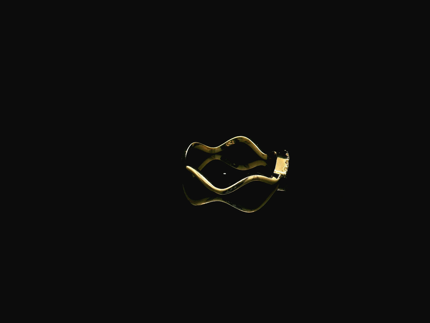 Diamond Contour Band Ring in 18K Yellow Gold with Curved Wave Design by Emirates Diamonds