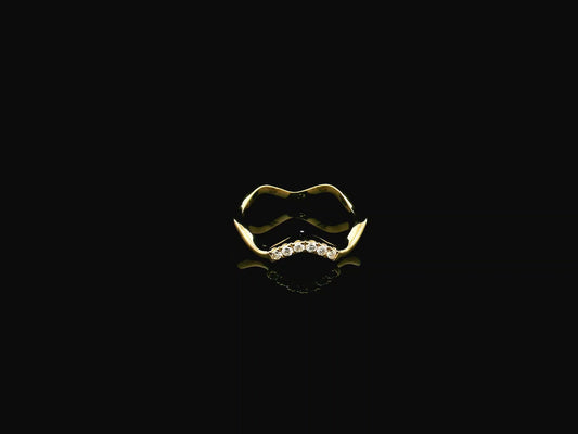 Diamond Contour Band Ring in 18K Yellow Gold with Curved Wave Design by Emirates Diamonds