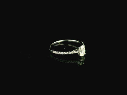 Oval GIA Certified Diamond Engagement Ring in 18K White Gold with Diamond Band by Emirates Diamonds