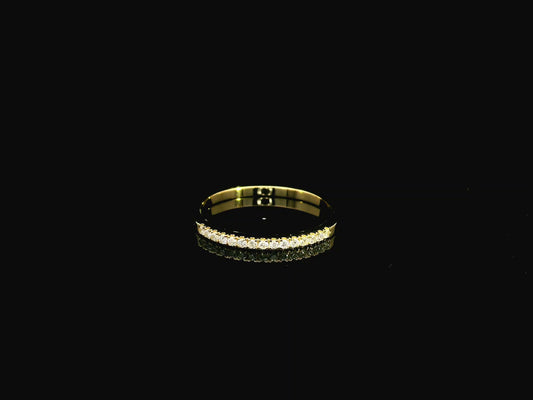 Diamond half eternity wedding band in 18K yellow gold with 0.14 carat natural diamonds