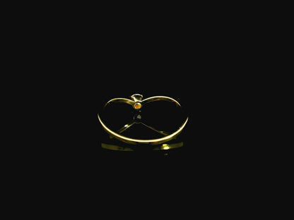18K yellow gold diamond solitaire chevron ring with 0.15 carat natural diamond