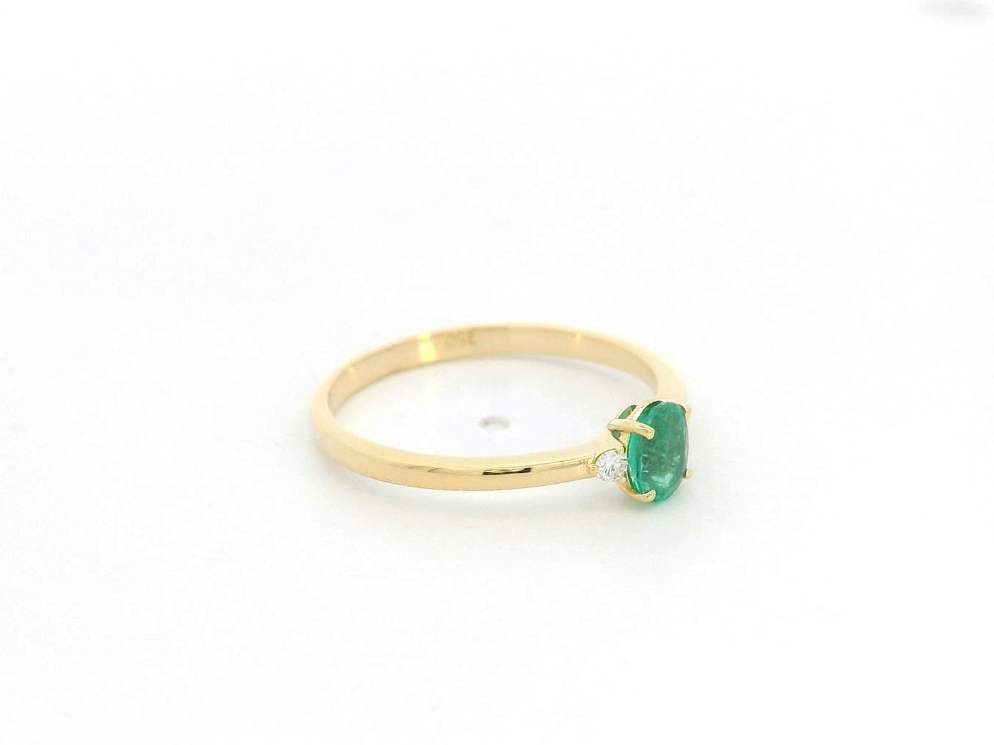 Dainty Emerald & Diamond Ring in 18K Yellow Gold
