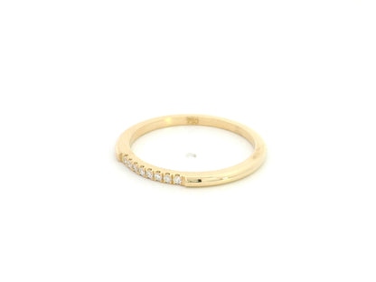 18K yellow gold slim diamond stacking ring featuring 0.06 carat natural diamonds in a minimalist band design