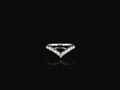 Diamond chevron wedding band ring in 18K white gold featuring 0.36 carat natural diamonds in a V-shaped design.