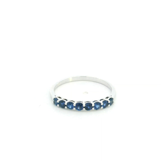 18K white gold blue sapphire half eternity ring with 0.53 carat natural sapphires