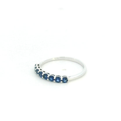 18K white gold blue sapphire half eternity ring with 0.53 carat natural sapphires