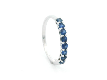 18K white gold blue sapphire half eternity ring with 0.53 carat natural sapphires