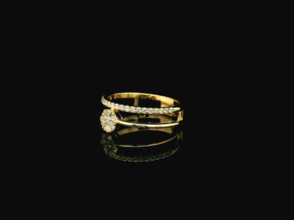18K yellow gold double row diamond cluster ring featuring natural diamonds with 0.36 carat total diamond weight.